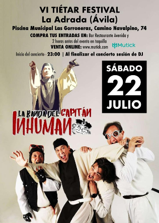 VI TIETAR FESTIVAL presenta La Banda del Capitán Inhumano en Piscina La Adrada 