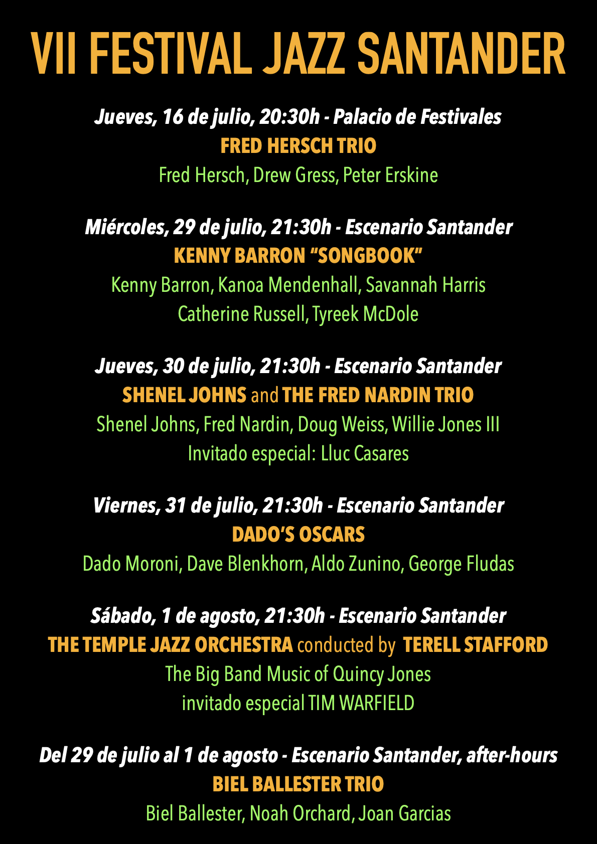 ABONOS VII FESTIVAL de JAZZ de SANTANDER - Cantabria 2026 - AGOTADAS - Mutick