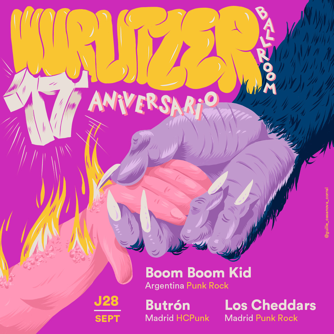 Boom Boom Kid + Butrón + Los Cheddars en Madrid - Aniversario Wurli - Mutick