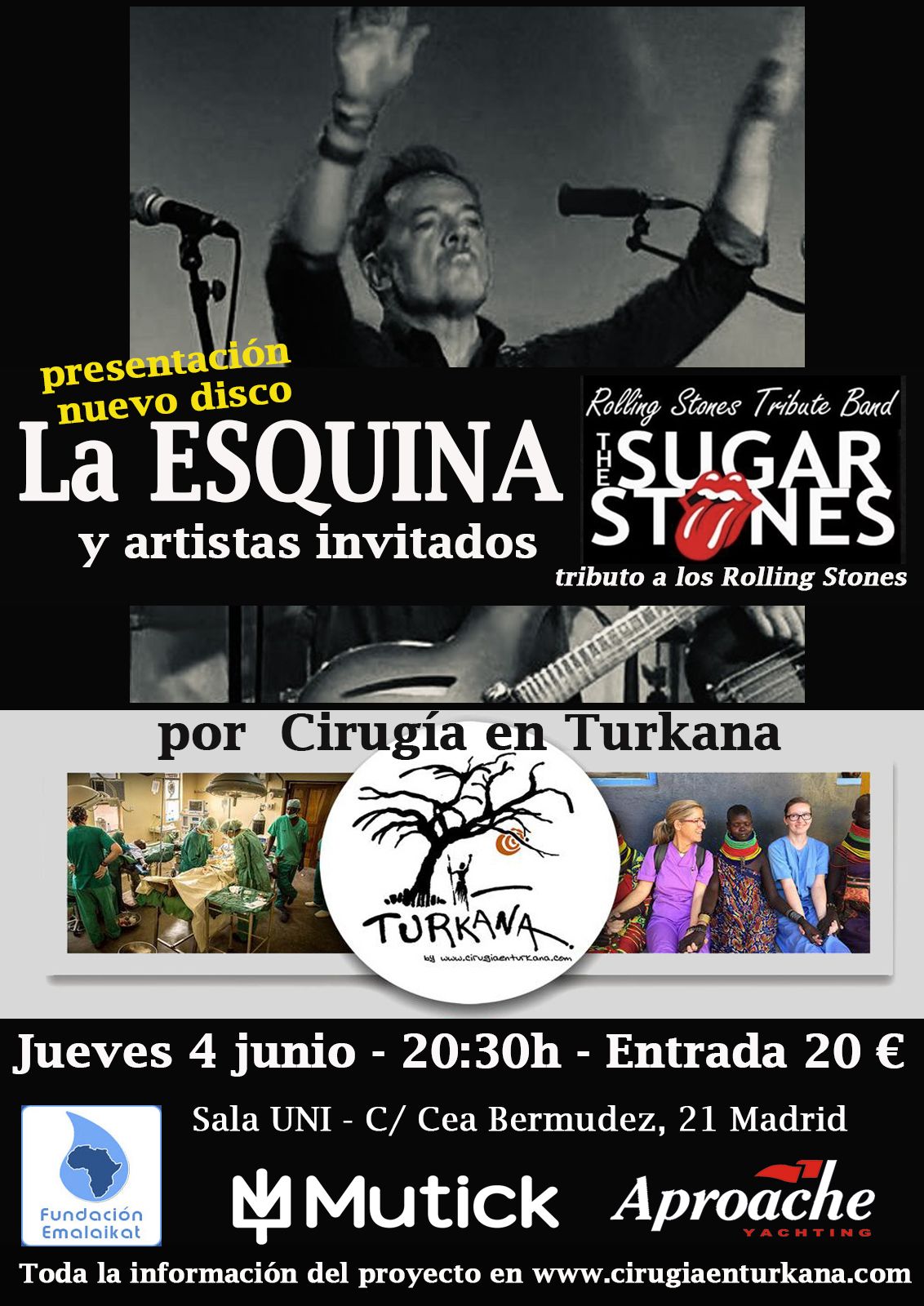 LA ESQUINA + Sugar Stones en Madrid - Concierto ben&eacute;fico por TURKANA   - Mutick
