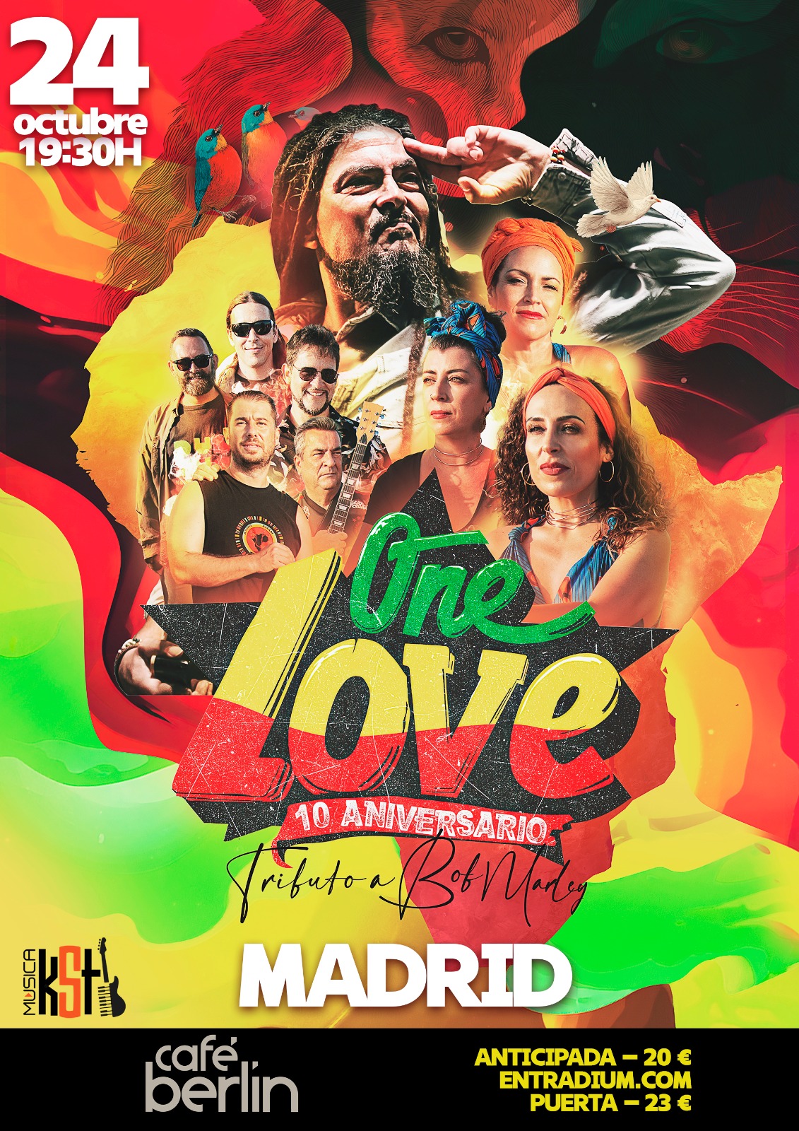 ONE LOVE: Tributo a Bob Marley - 10 A&Ntilde;OS - en Madrid - Mutick