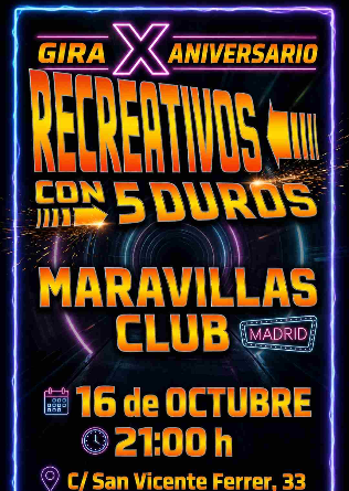 Recreativos con Cinco Duros en Madrid: X Aniversario