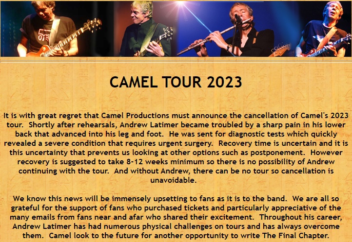 CAMEL en Madrid - Tour 2023 - APLAZADO - Mutick