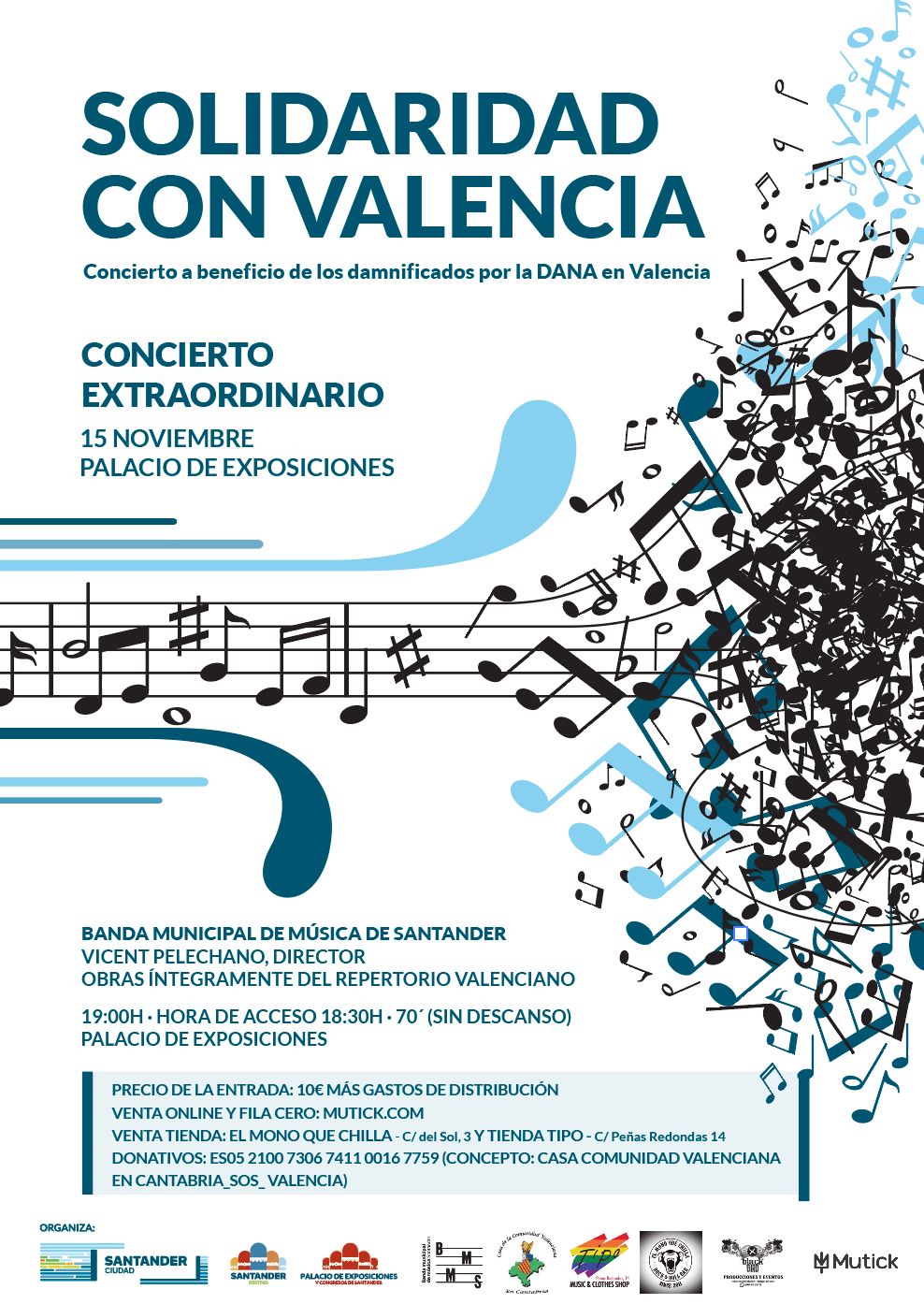 Banda Municipal de Santander - concierto solidario por Valencia - DANA - Mutick