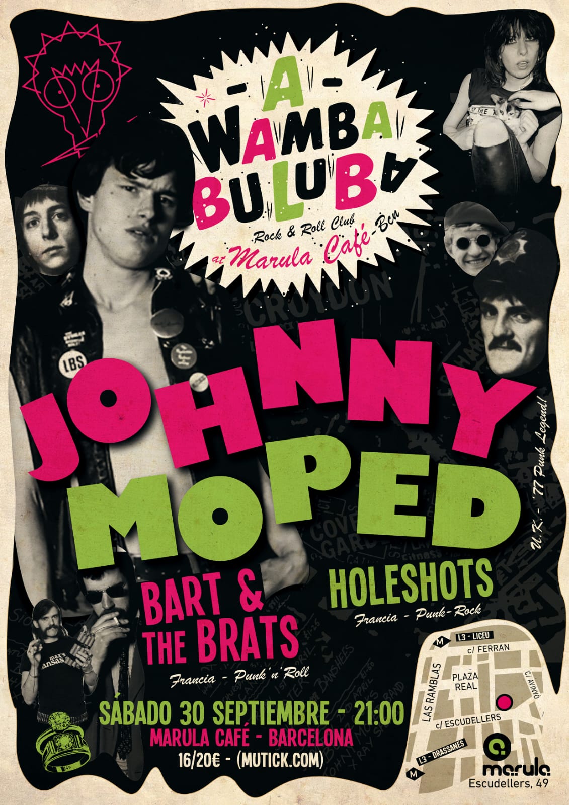 JOHNNY MOPED (UK) + Holeshots (Fr) + Bart & Brats (Fr) en Barcelona - Mutick
