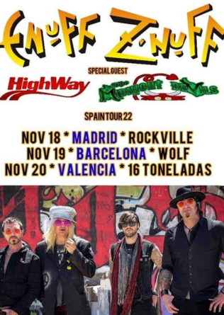 ENUFF ZNUFF (USA) + Highway (Fr) + The Midnight Devils (USA) en Barcelona