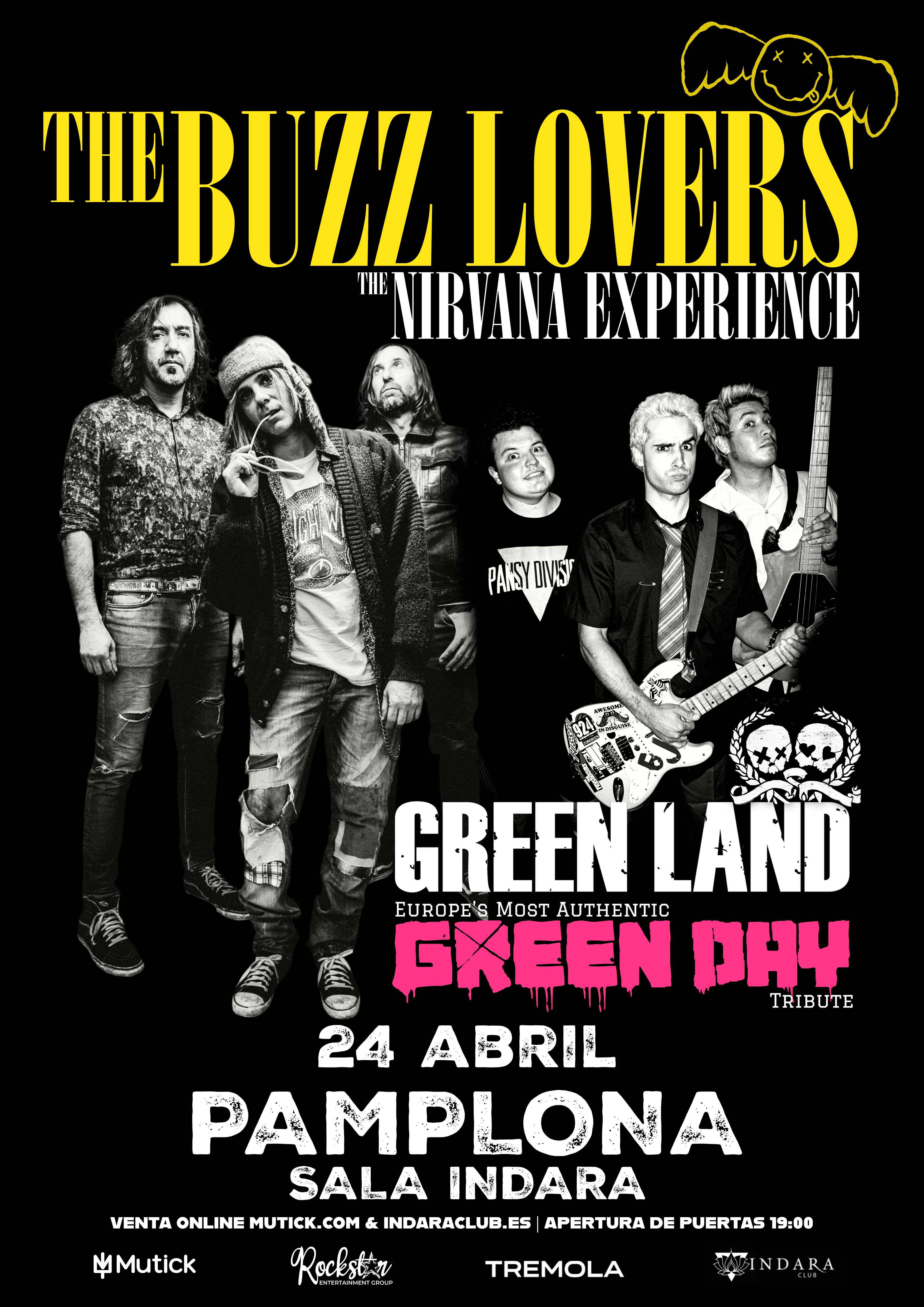 The BUZZ LOVERS tributo a NIRVANA + Green Land tributo a Green Day en Pamplona - Mutick