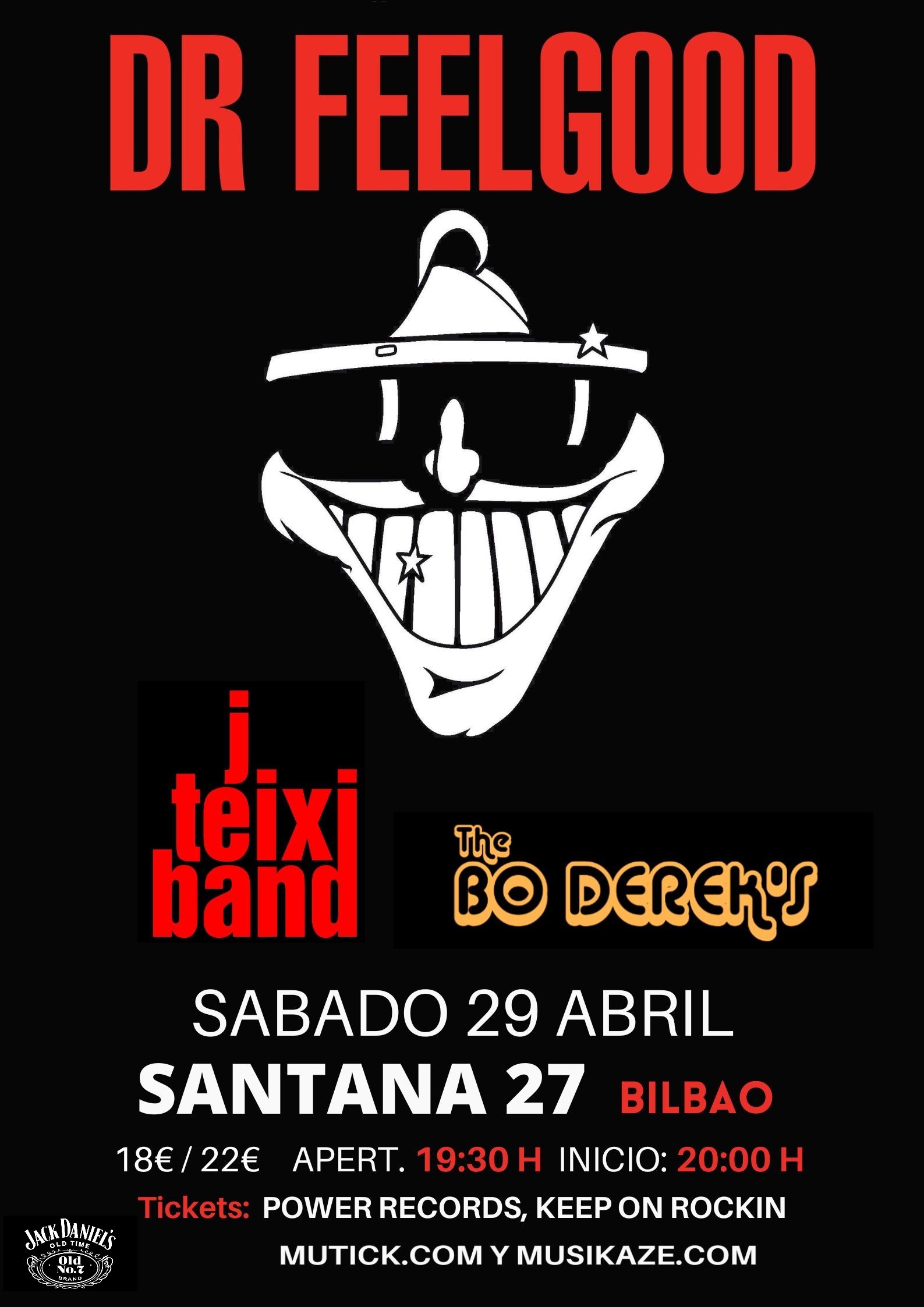 DR FEELGOOD (UK) + J TEIXI BAND + THE BO DEREK´S en Bilbao - Mutick