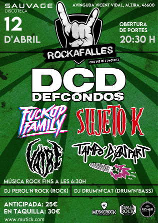 Festival Rockafalles en Alzira Valencia - 12 Abril 