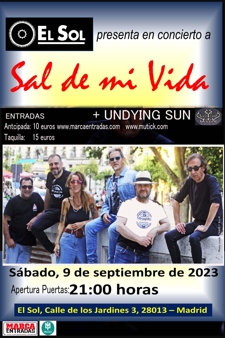 SAL DE MI VIDA + Undying Sun en Madrid - Mutick