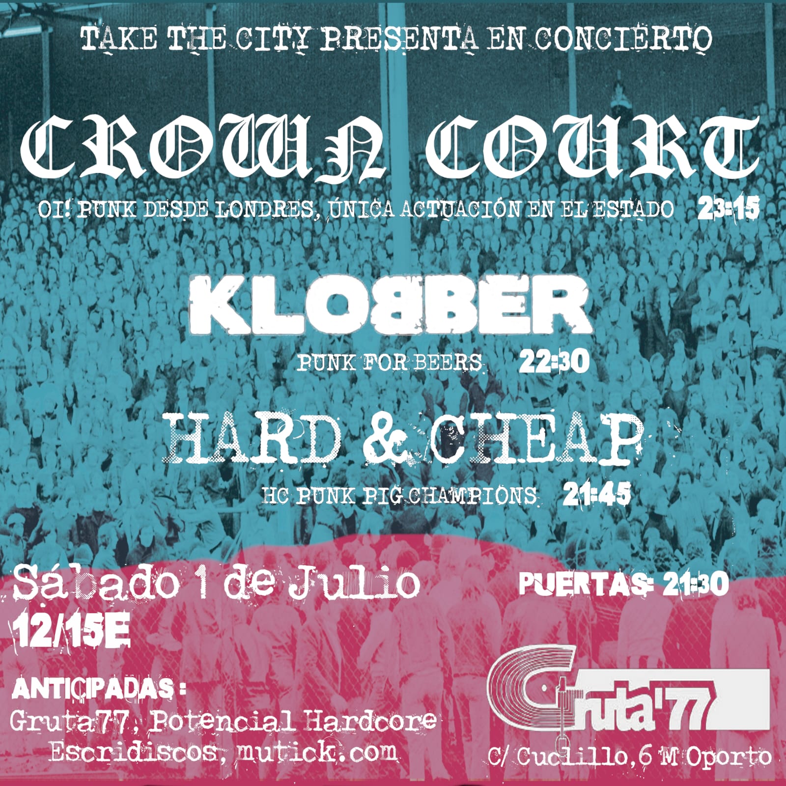 CROWN COURT (UK) + Klobber + Hard & Cheap en Madrid - Mutick