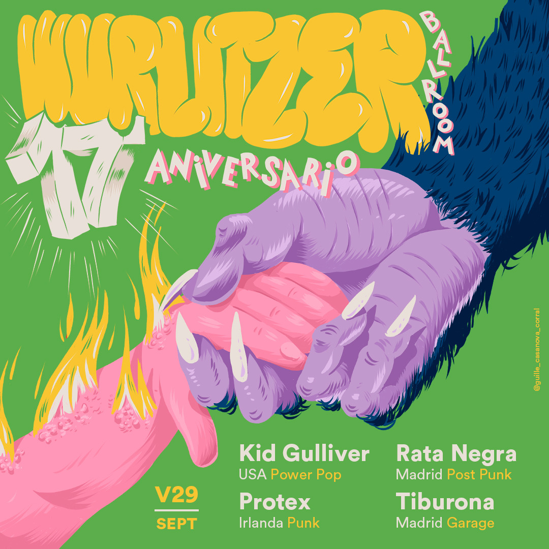 Kid Gulliver (USA) + Protex (Irlanda) + Rata Negra + Tiburona en Madrid - Aniversario Wurli - Mutick