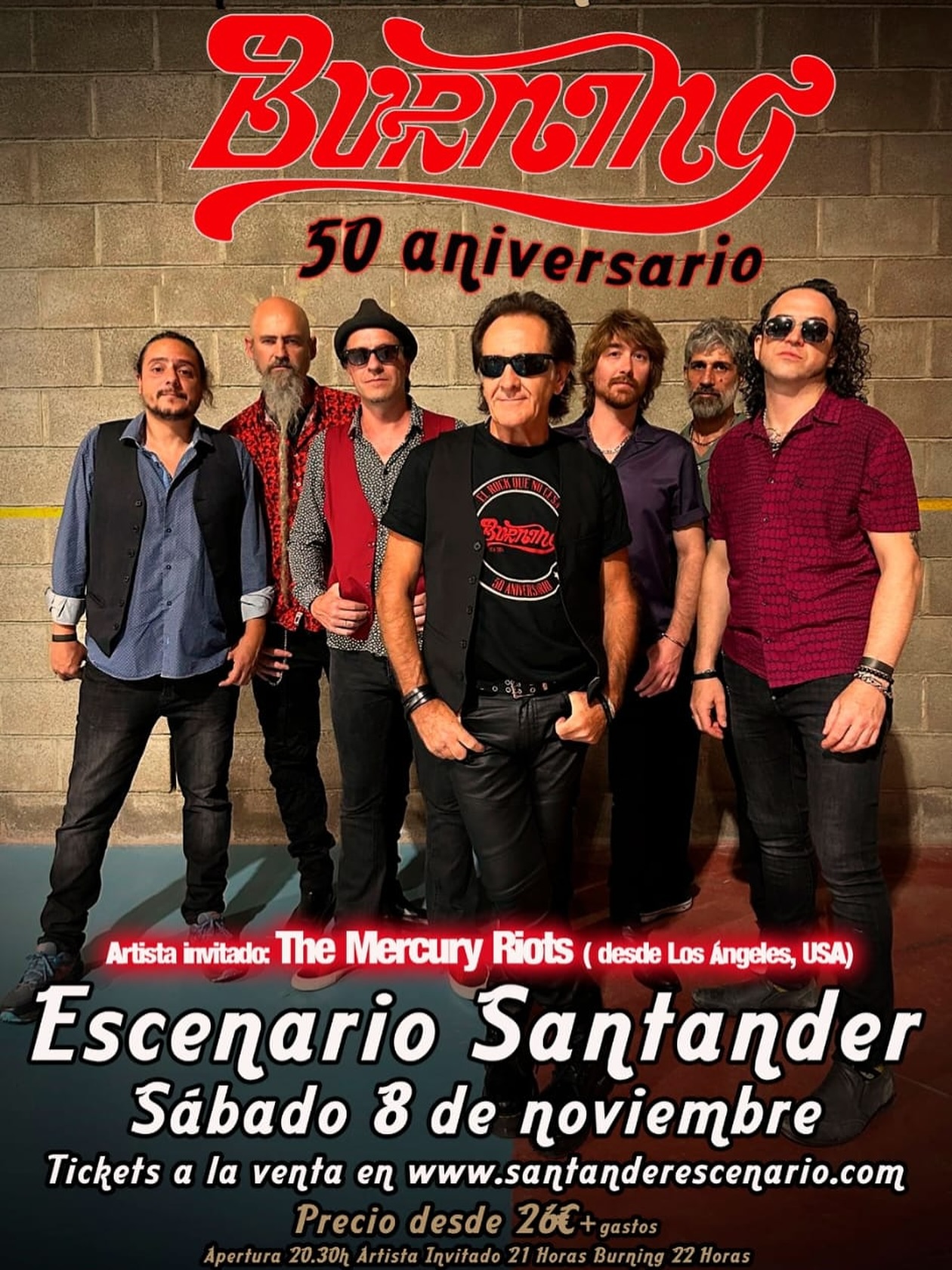 BURNING + The Mercury Riots (USA) en Escenario Santander - Cantabria - Mutick