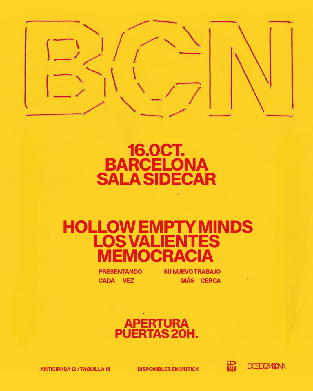 Memocracia + Hollow Empty Minds + Los Valientes en Barcelona - Mutick