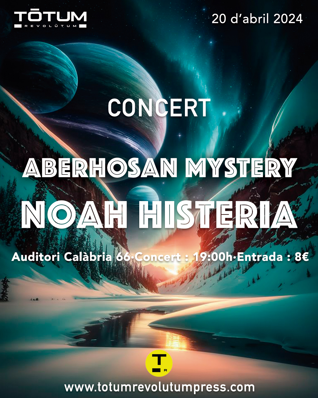ABERHOSAN MYSTERY + NOAH HISTERIA - TÓTUM REVOLÚTUM en Barcelona - Mutick